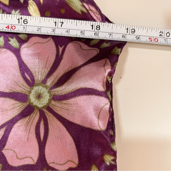 Vintage retro Asian floral royal purple green satin mini slip dress Robe set - Picture 16 of 16